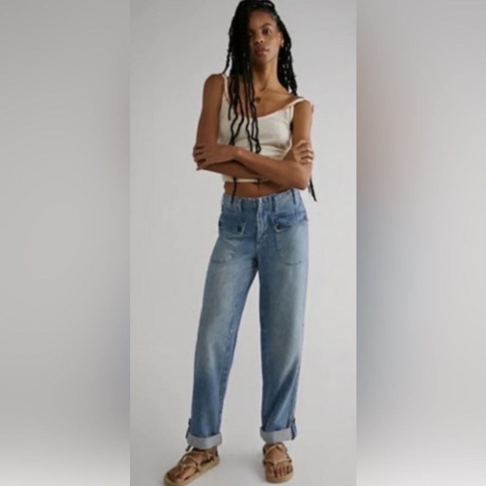 New We The Free Rory Slim Straight Leg Jeans High Rise Casual Size 28
